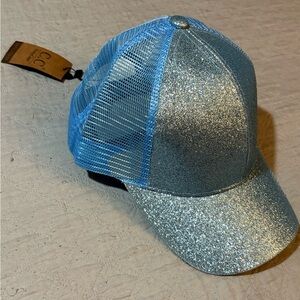 C.C. Boutique Glittery Silver and Blue Cap